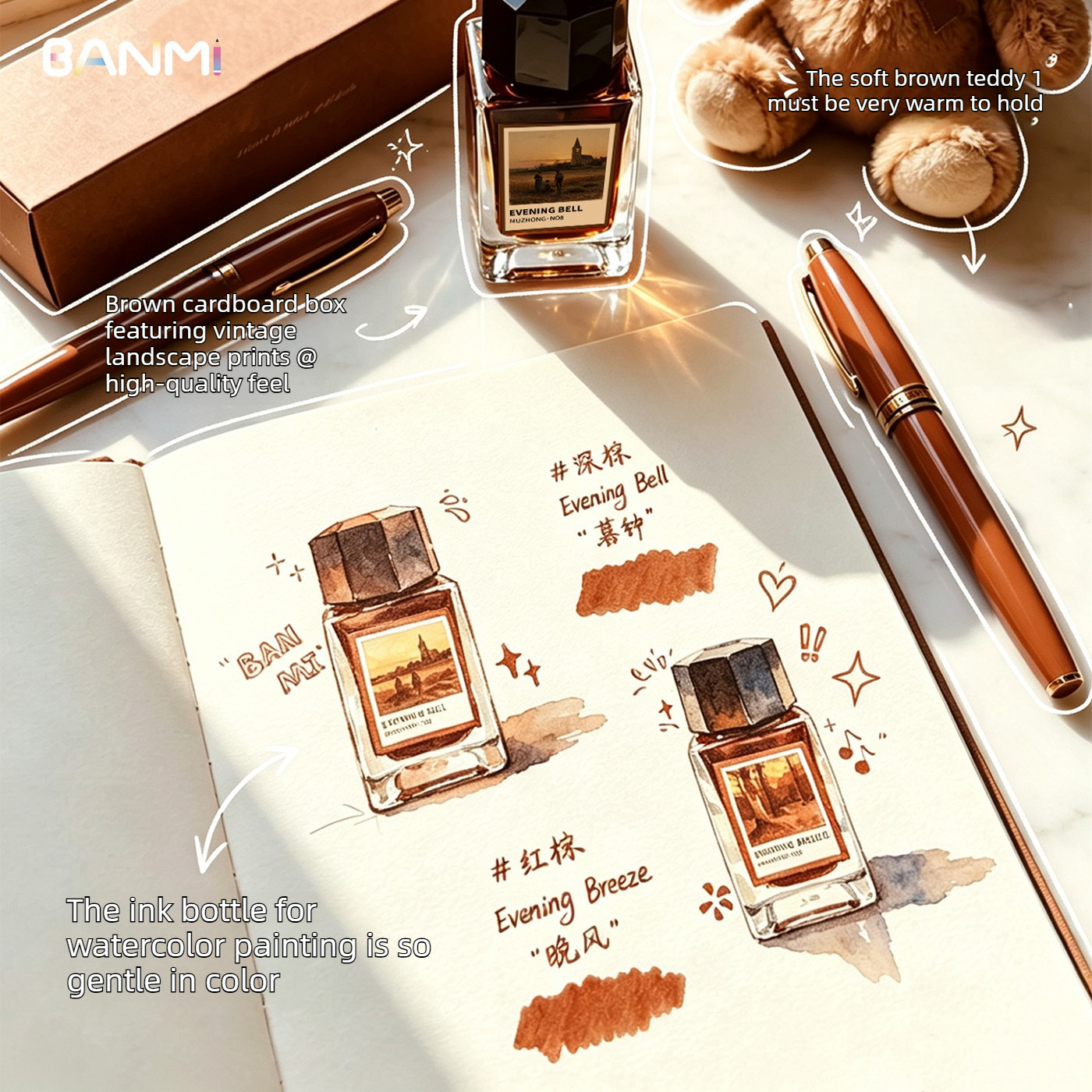 BANMI 10 Color Fountain Pens I - Fountain Pen Bottled Ink ulasan dan harga