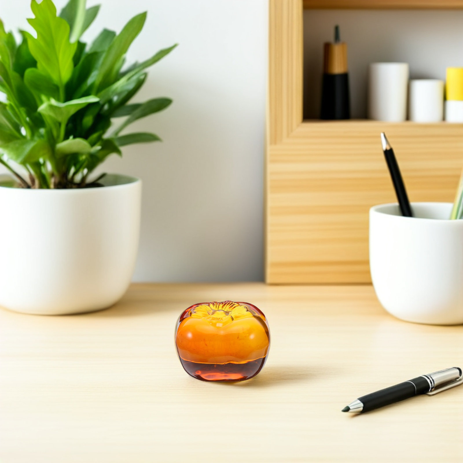 Crystal Persimmon Desk Paperwe - Book Weight Glass ulasan dan harga