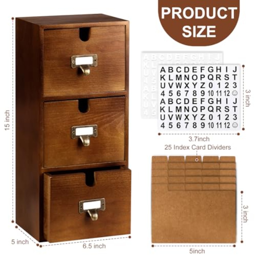 Index Card Holder x5 Wooden Ca - Card Index Box ulasan dan harga