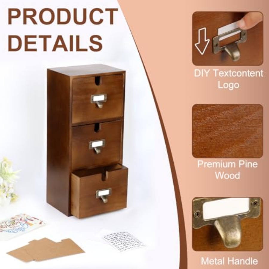 Index Card Holder x5 Wooden Ca - Card Index Box ulasan dan harga
