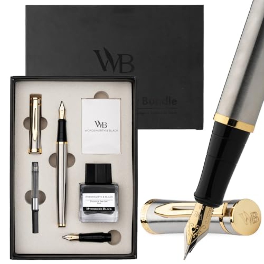 Fountain Pen Set, 18K Gilded M - Fountain Pen Bottled Ink ulasan dan harga