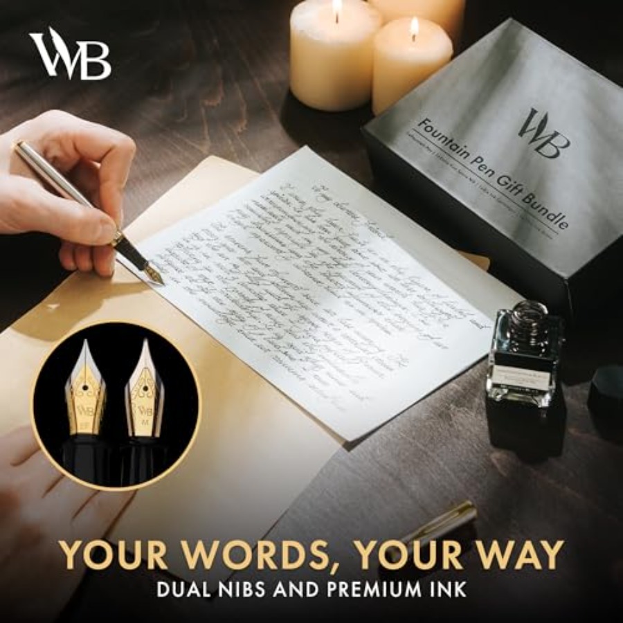 Fountain Pen Set, 18K Gilded M - Fountain Pen Bottled Ink ulasan dan harga