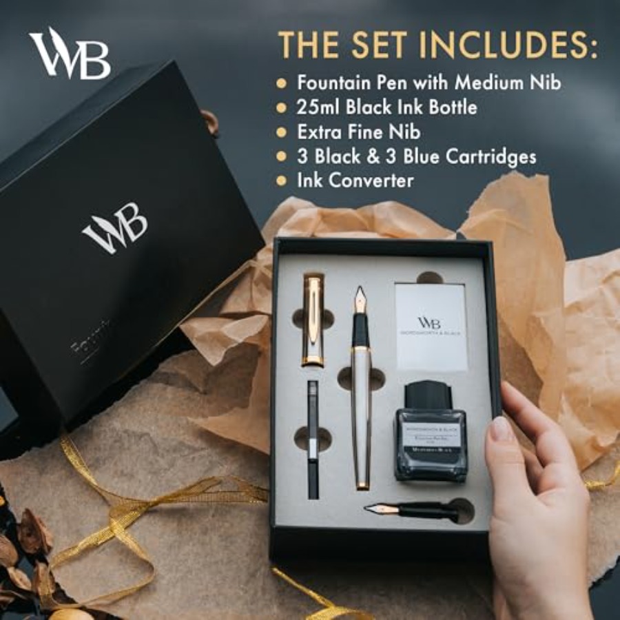 Fountain Pen Set, 18K Gilded M - Fountain Pen Bottled Ink ulasan dan harga